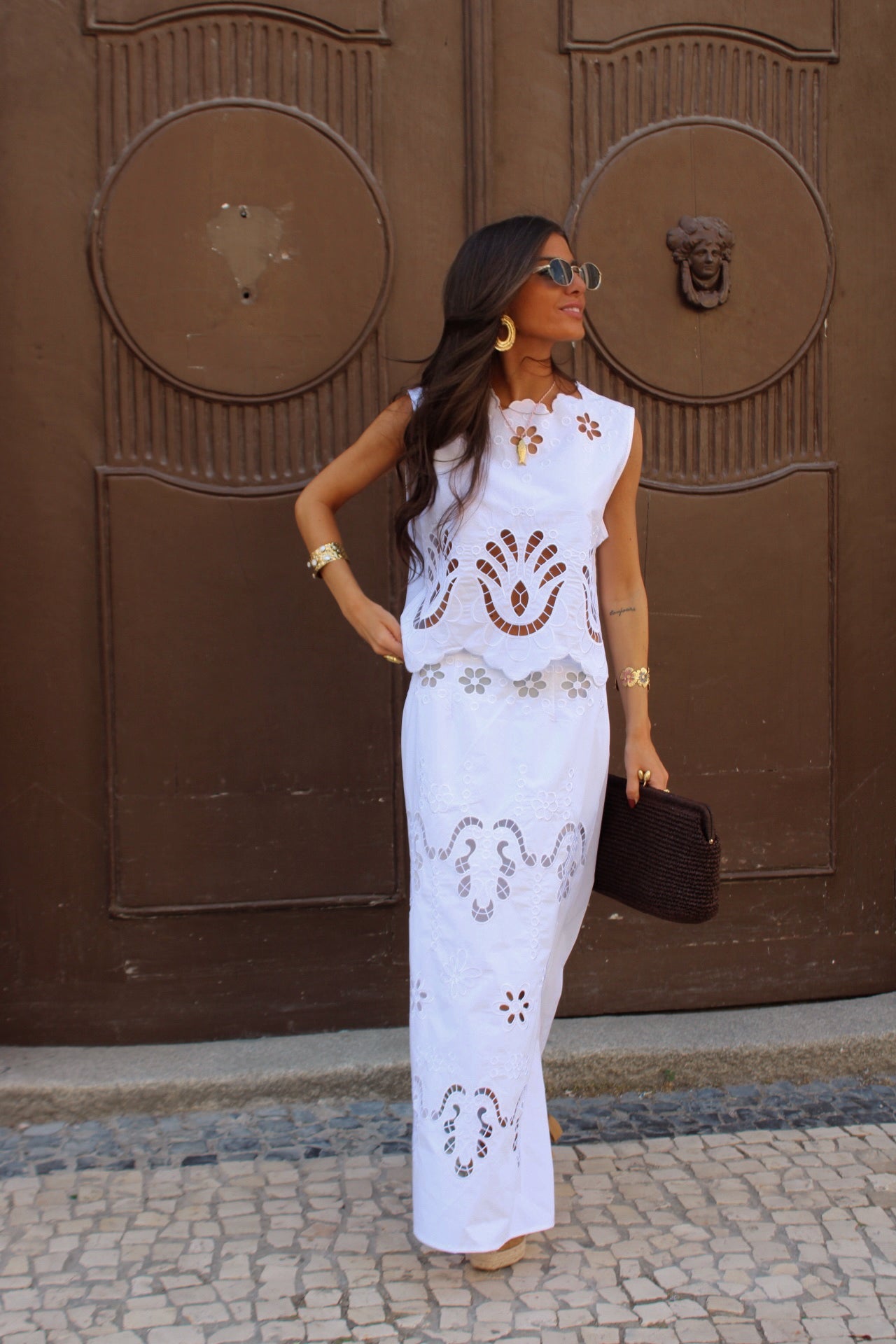 Embroidered Top & Maxi Skirt Set