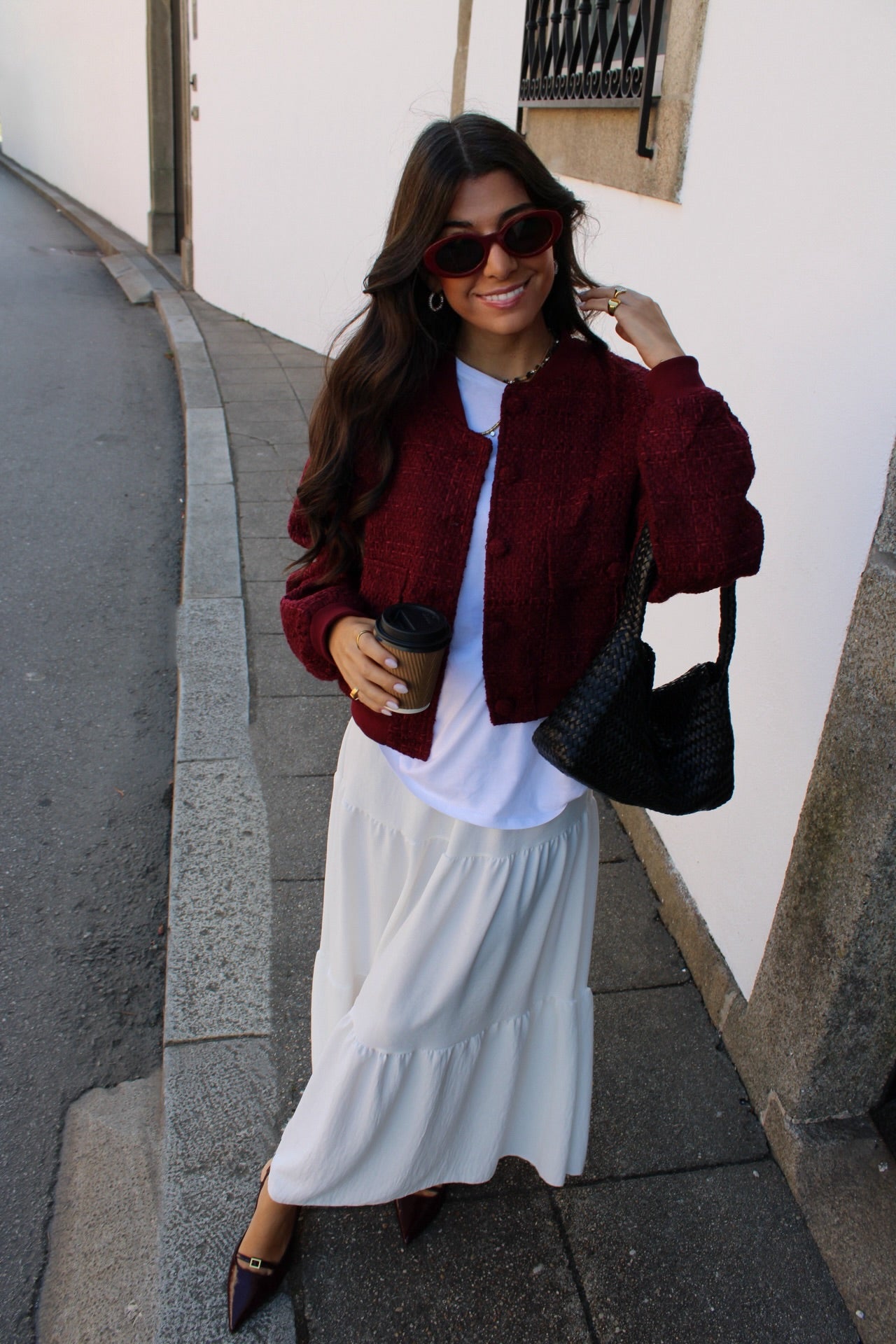 Bomber Cropped Vermelho-Bordeaux