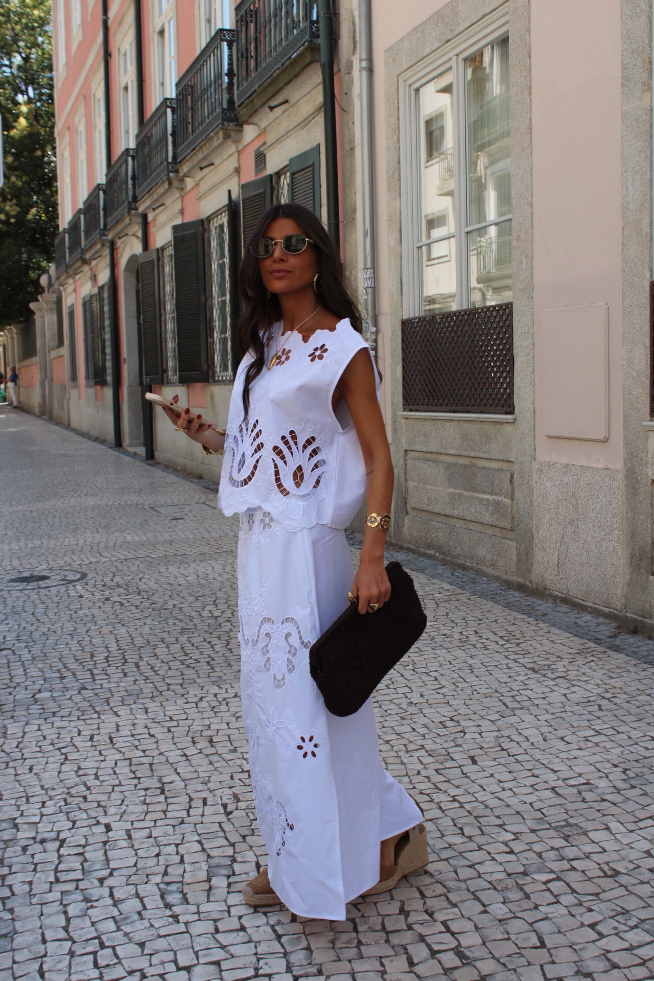 Embroidered Top & Maxi Skirt Set