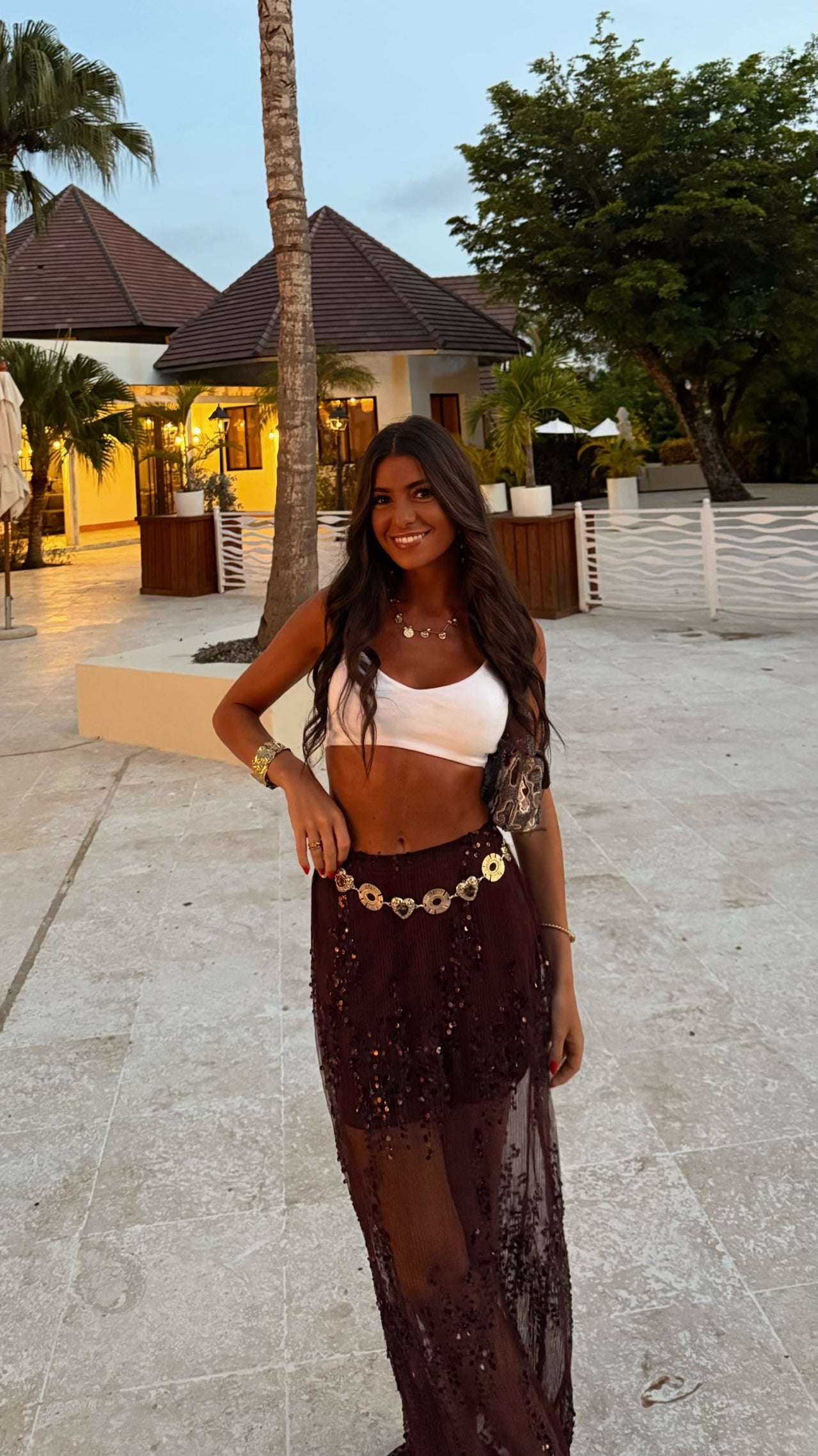 Espresso Glow Sequin Maxi Skirt