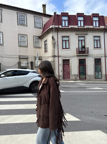 Western-Inspired Suede Fringe Blazer
