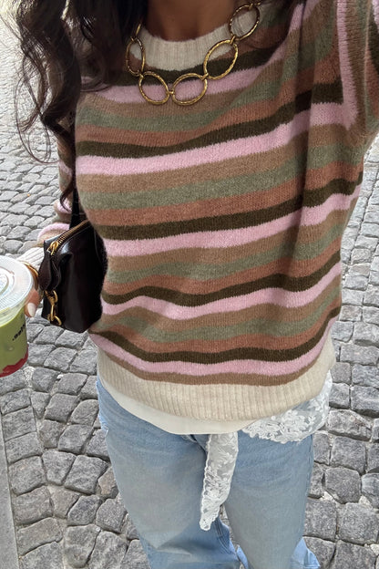 Pastel Striped Sweater in Green & Pink