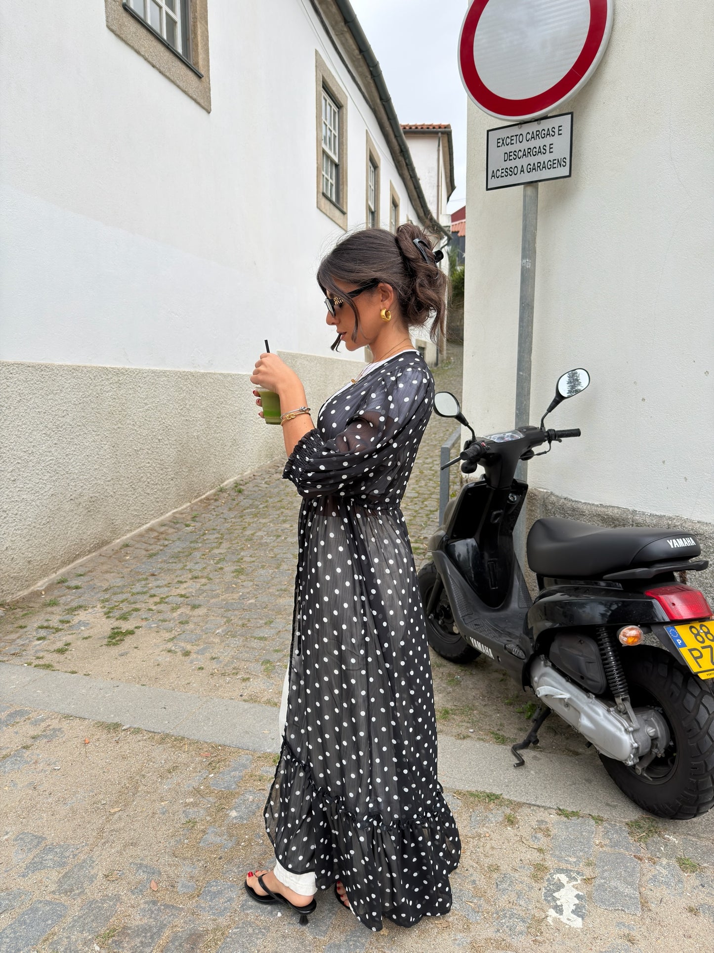Polka Dot Sheer Maxi Kimono