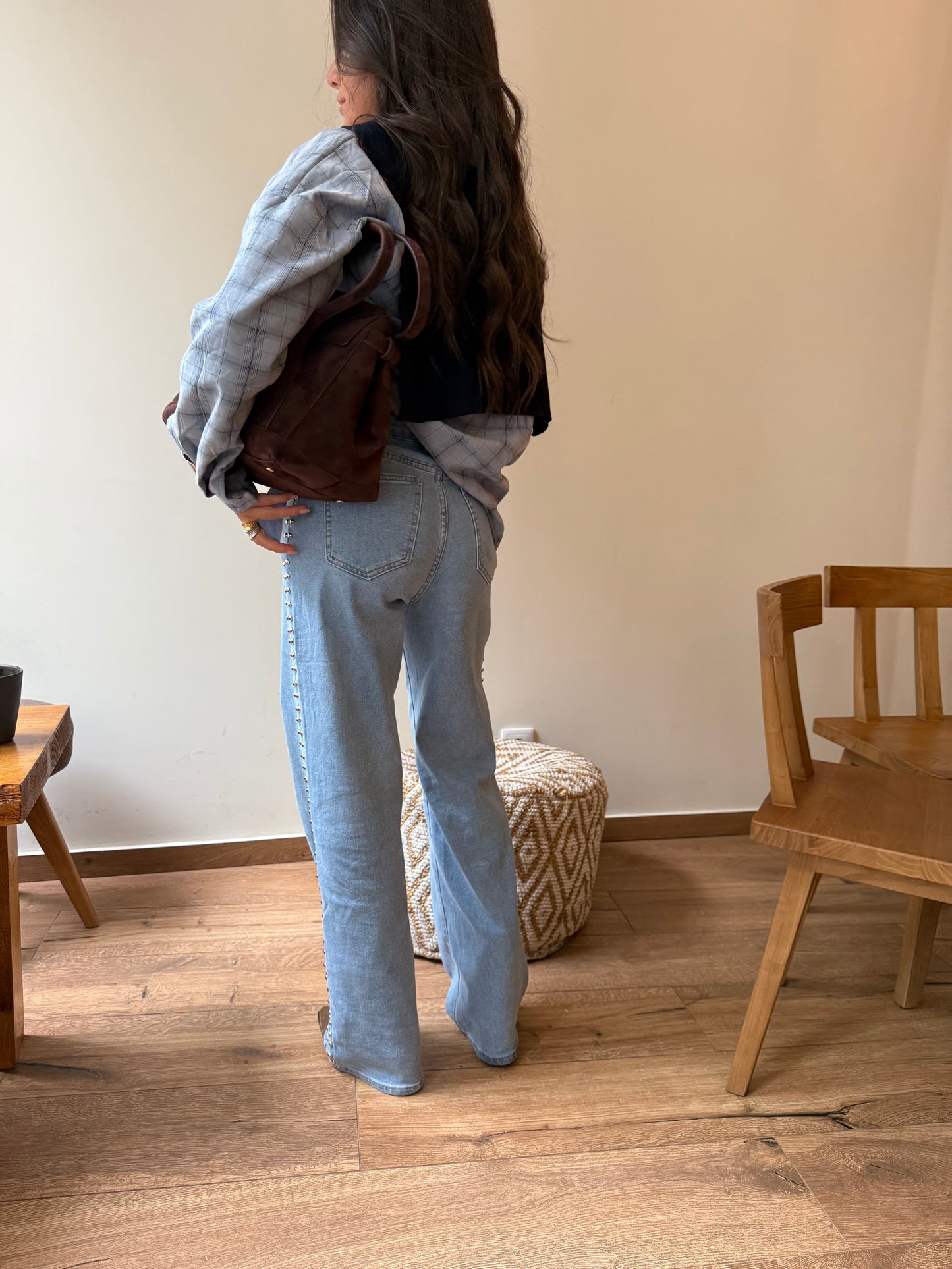 Studded Wide Leg Jeans