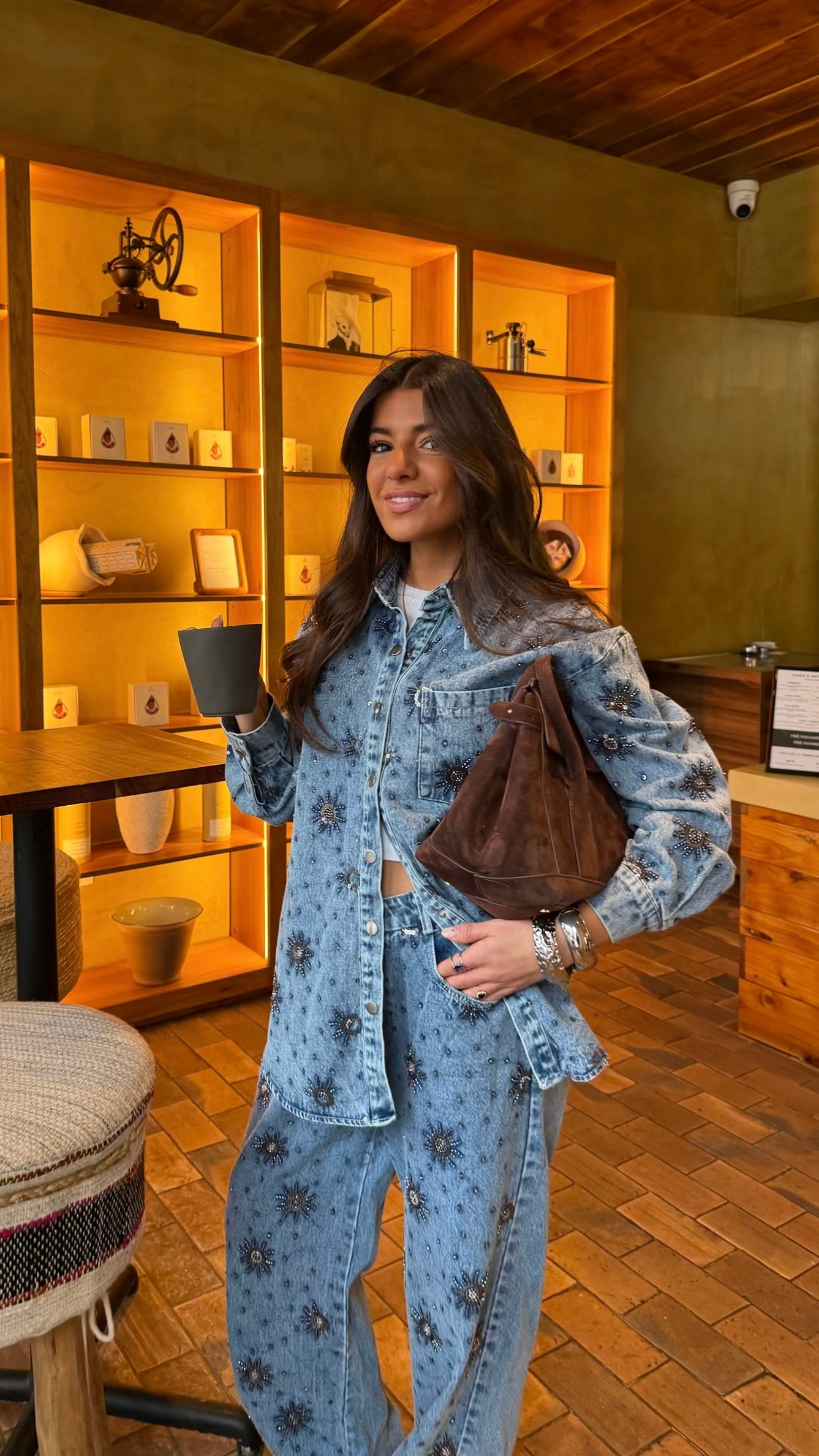 Denim Co-Ord with All-Over Embroidery