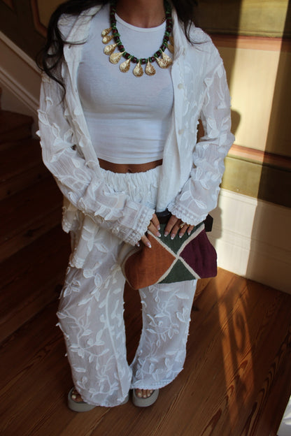 Embroidered White Set Shirt & Pants