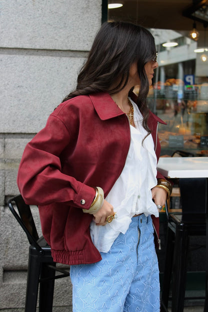 Cherry Suede-Effect Jacket