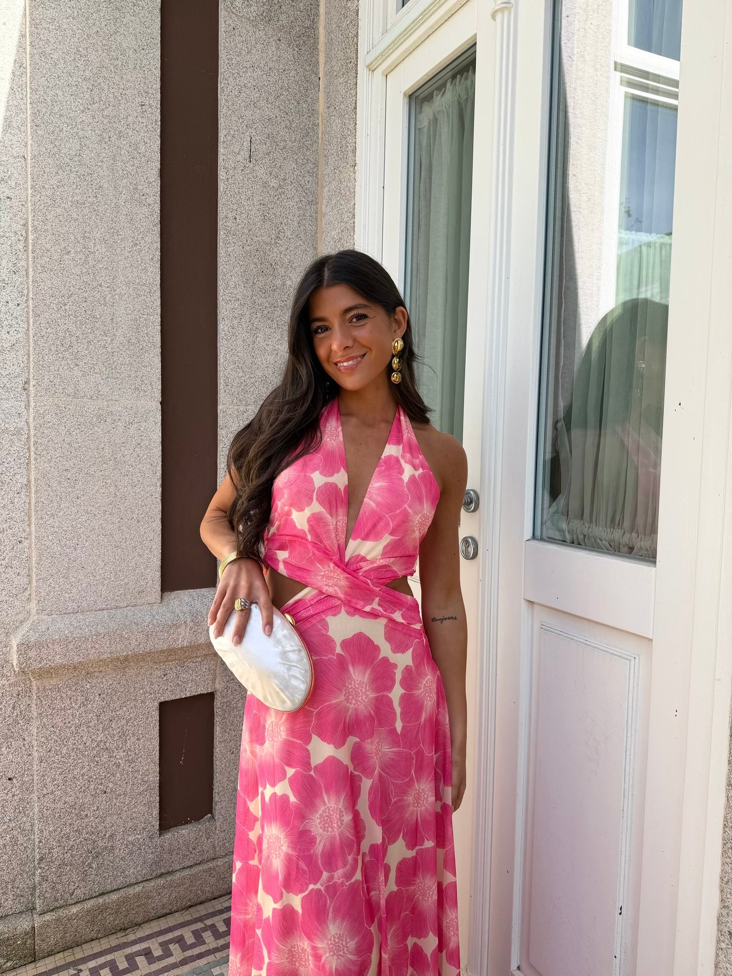 Pink Bloom Cut-Out Dress