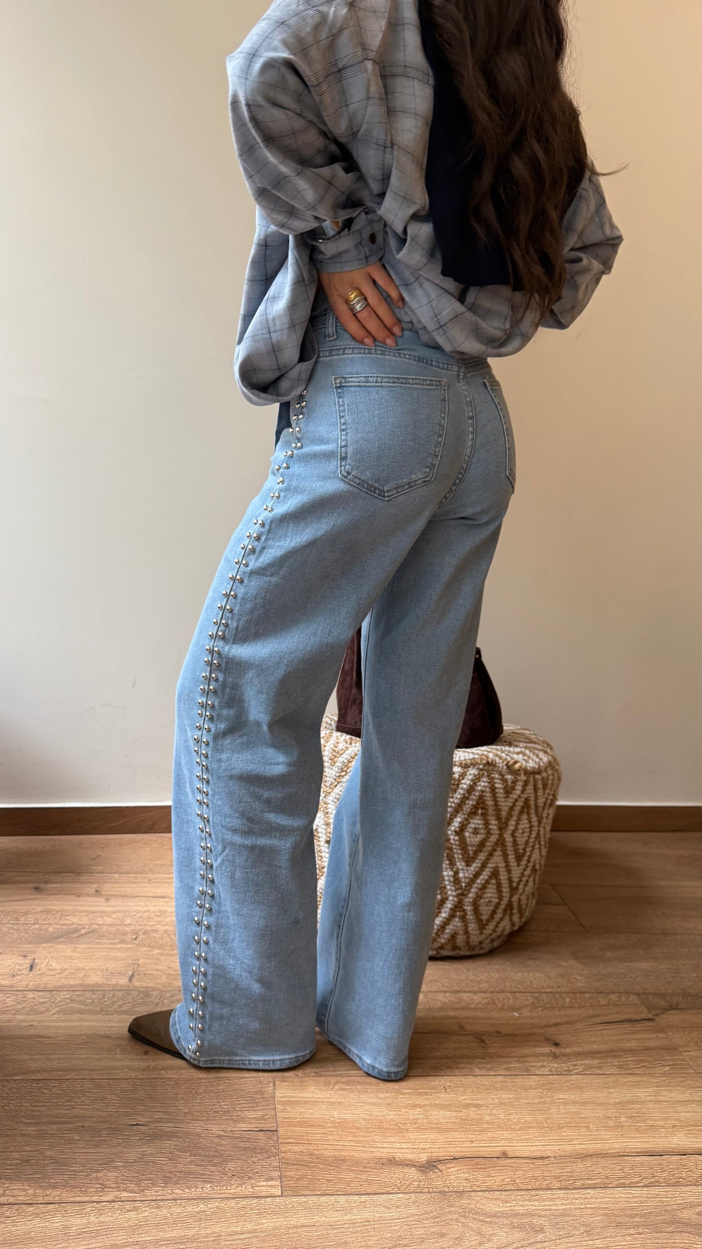 Studded Wide Leg Jeans