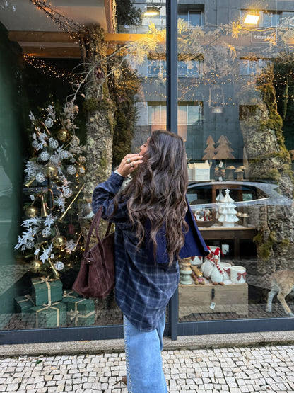 Two-in-One Shirt in Navy (w/ satin lining)