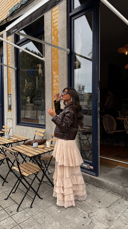 Studded Eyelet Jacket in Brown