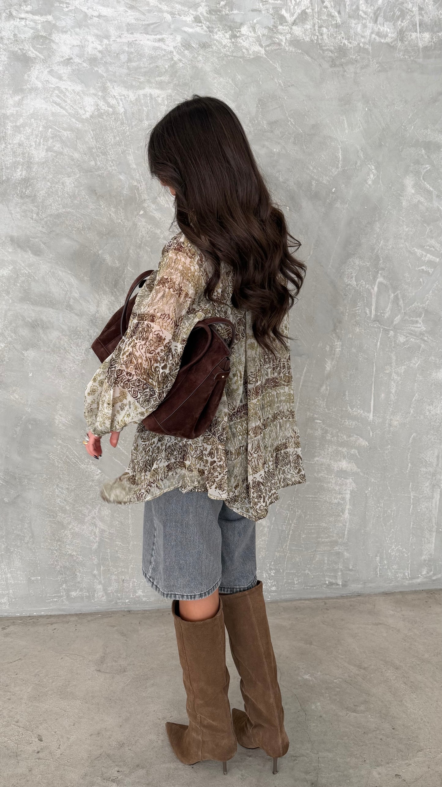 Printed Tie-Neck Blouse