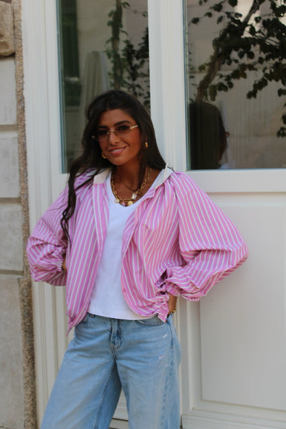Pink & White Striped Shirt