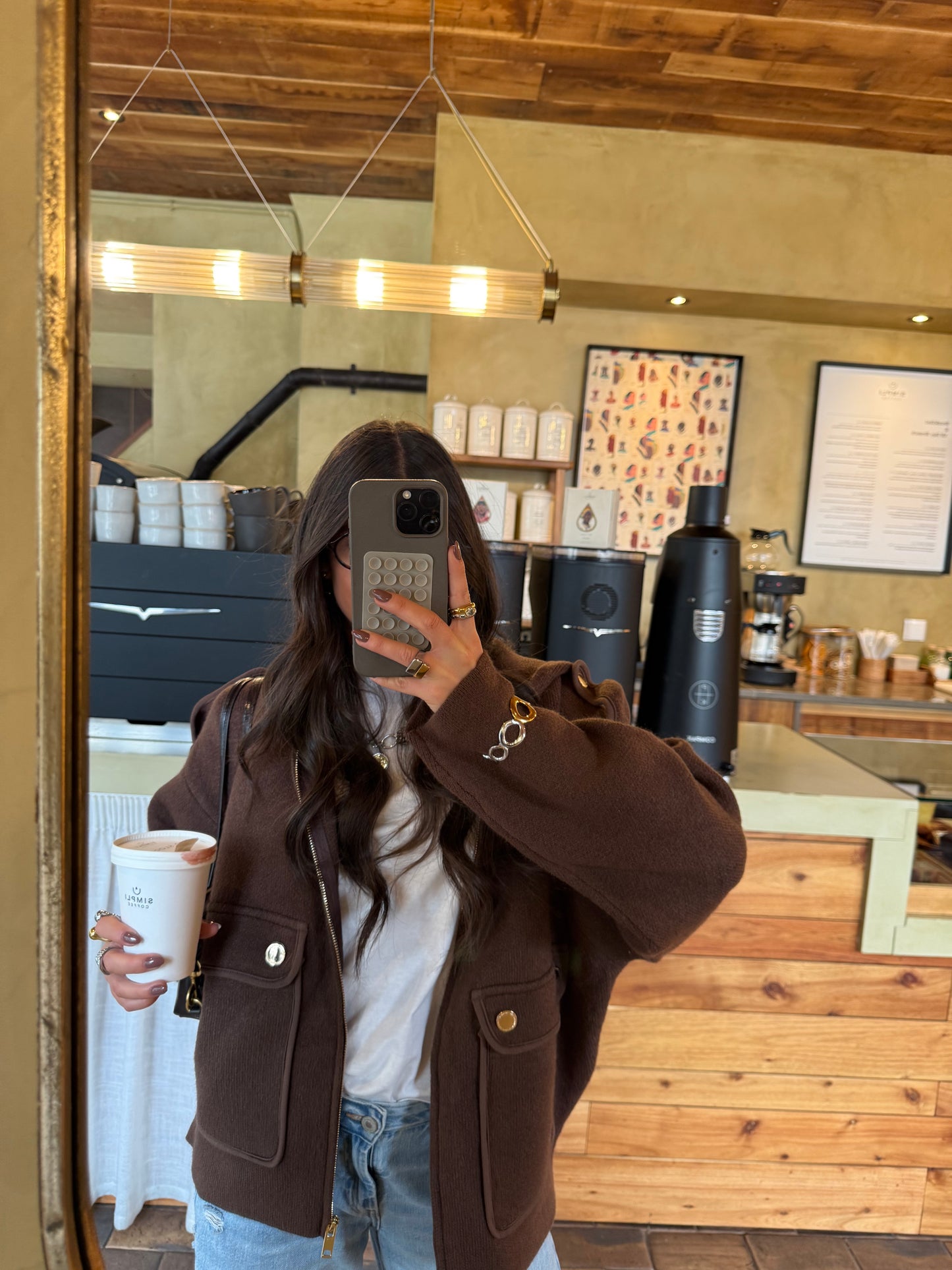 Wool & Cashmere Hooded Jacket in Brown