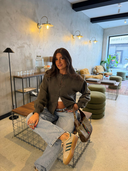 Khaki Toggle Cardigan