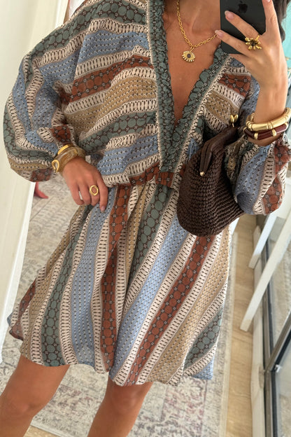 Geometric Print Dress in Safari Tones