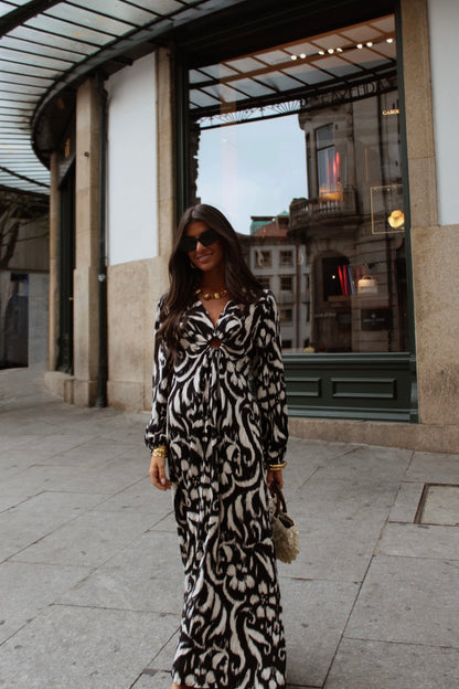 Black & White Ikat Maxi Dress