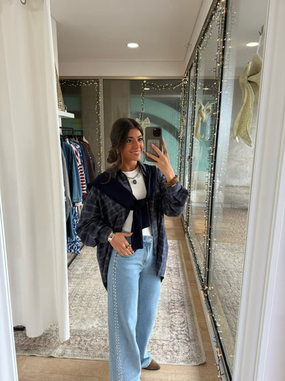 Two-in-One Shirt in Navy (w/ satin lining)