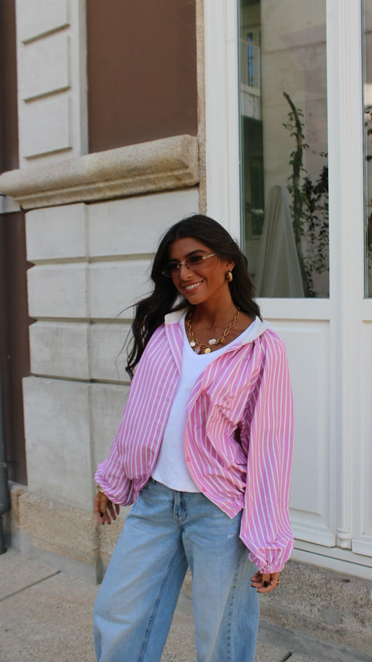 Pink & White Striped Shirt