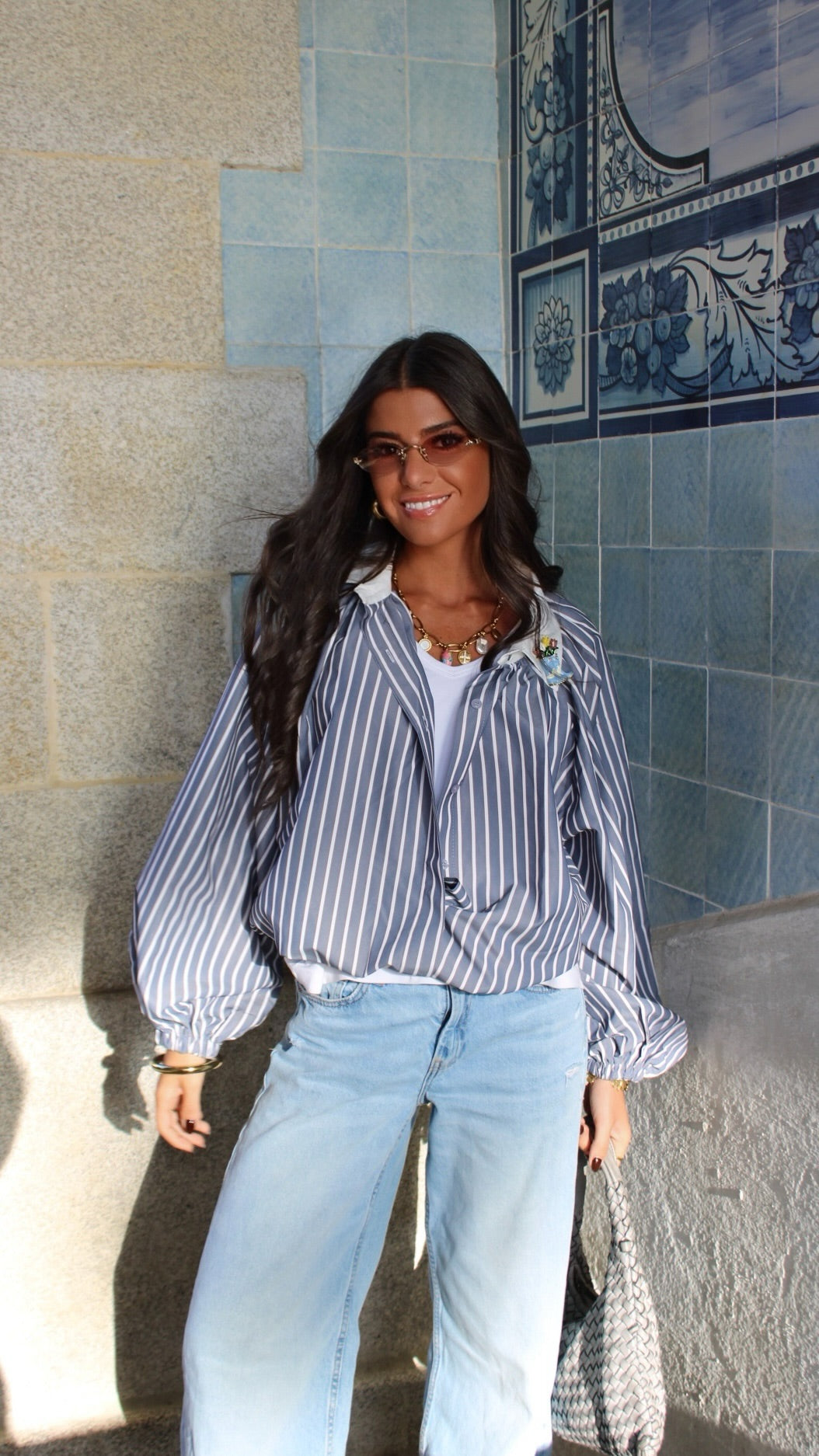 Grey & White Striped Shirt