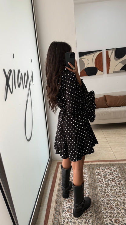Black Polka Dot Ruffle Dress
