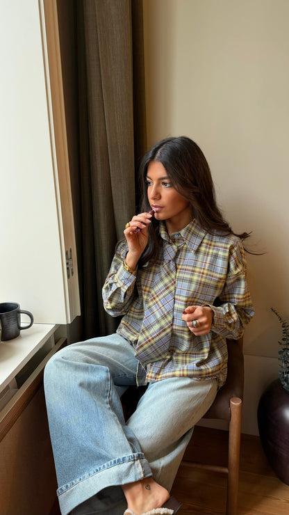 Plaid shirt with tie detail