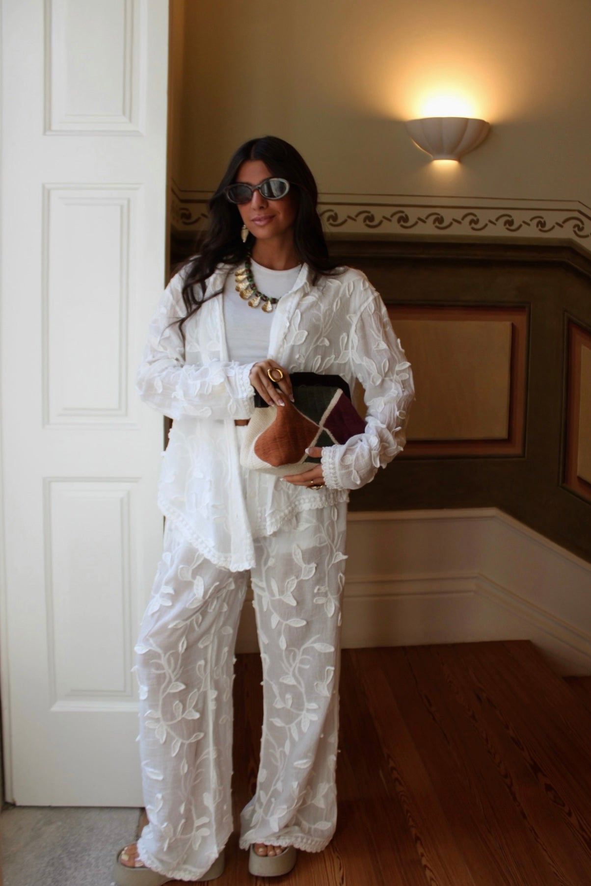 Embroidered White Set Shirt & Pants