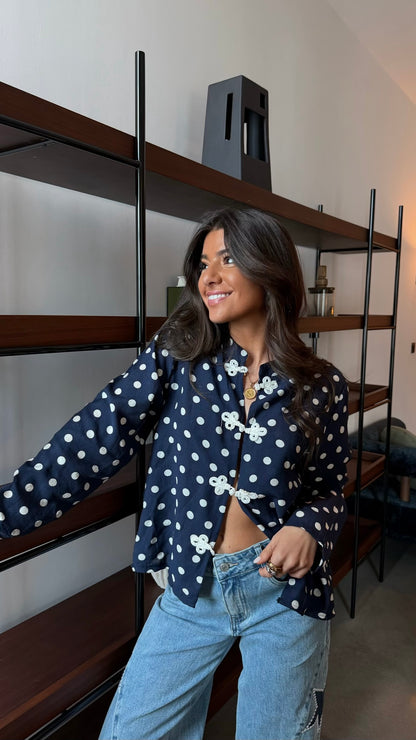 Navy Polka Dot Blouse