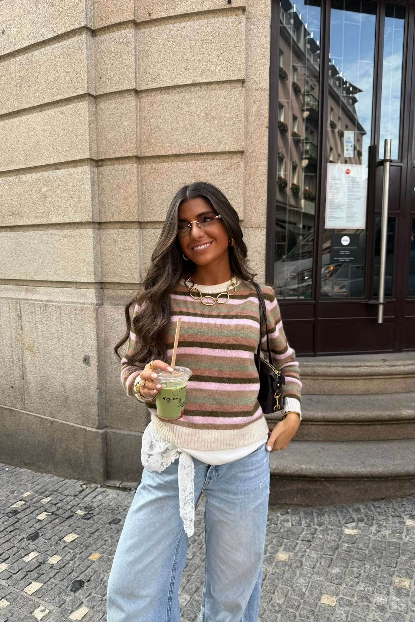 Pastel Striped Sweater in Green & Pink