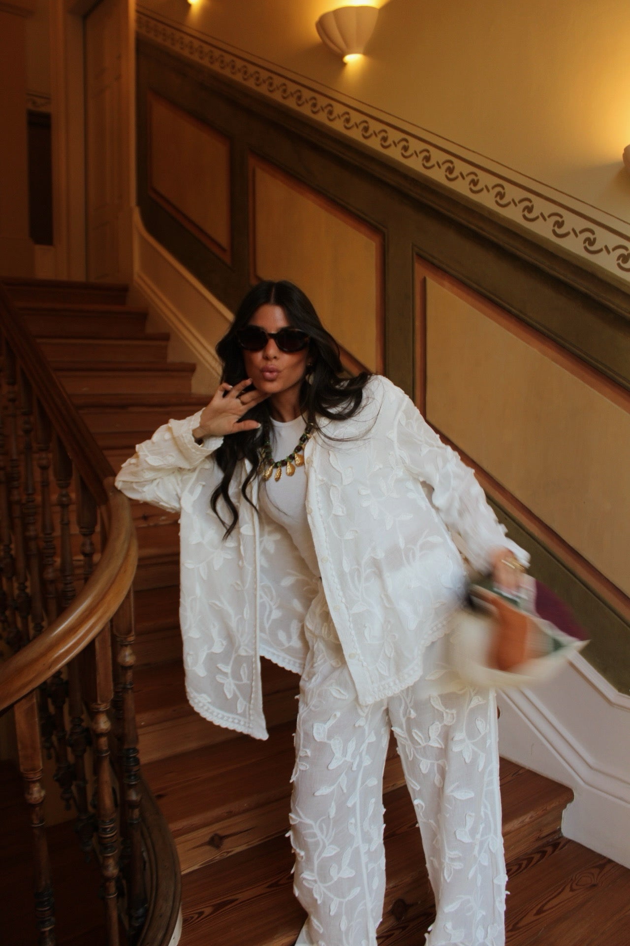 Embroidered White Set Shirt & Pants