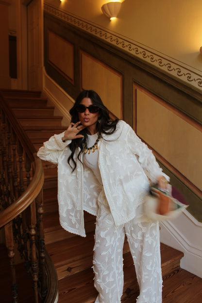 Embroidered White Set Shirt & Pants