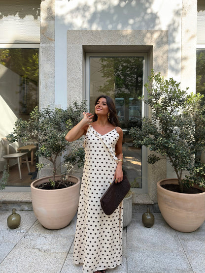 Polka Dot Ruffle Maxi Dress