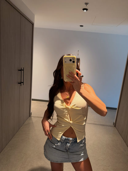 Butter Yellow Knot Top