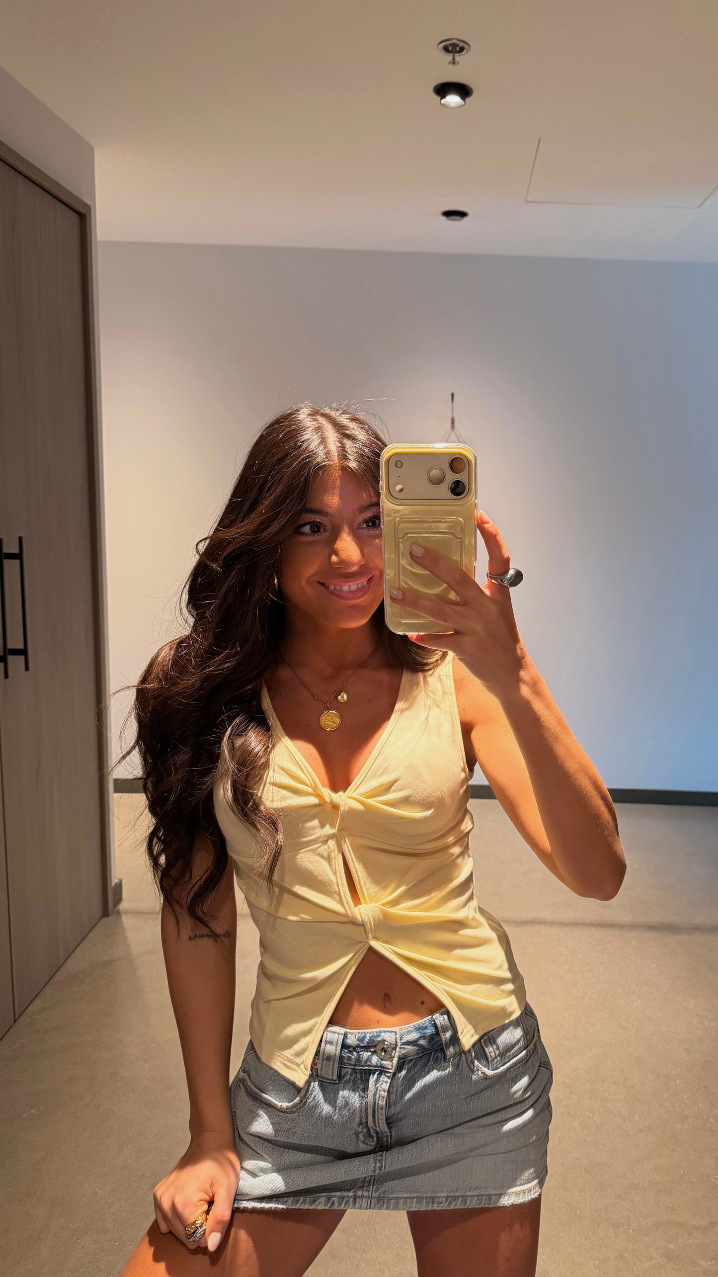 Butter Yellow Knot Top
