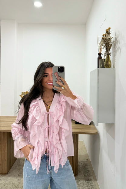 Ruffled Blouse in Pink