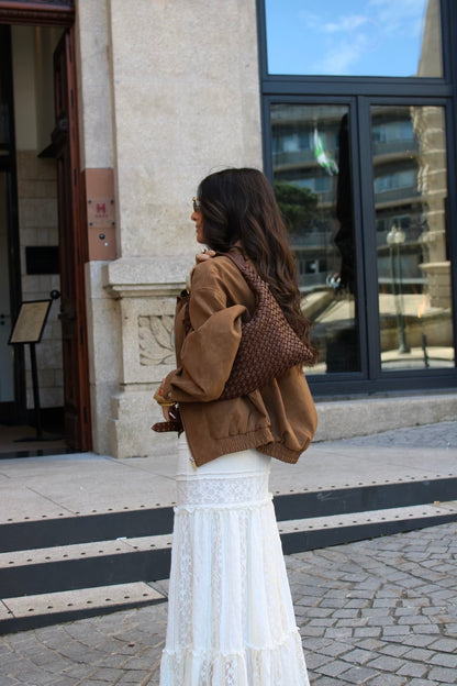 Camel Suede-Effect Jacket