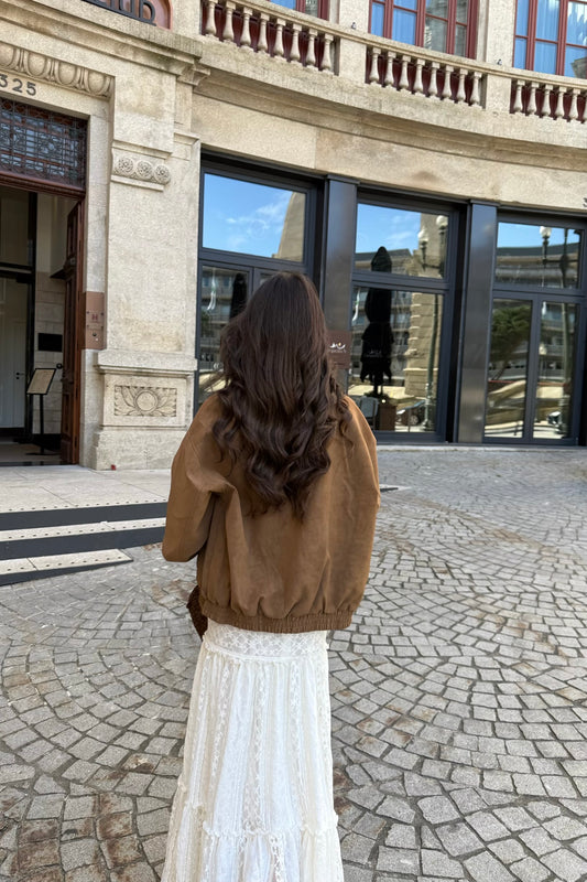 Camel Suede-Effect Jacket