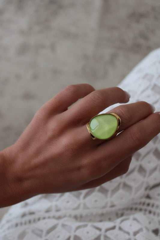 Ring With Pistachio Green Stone