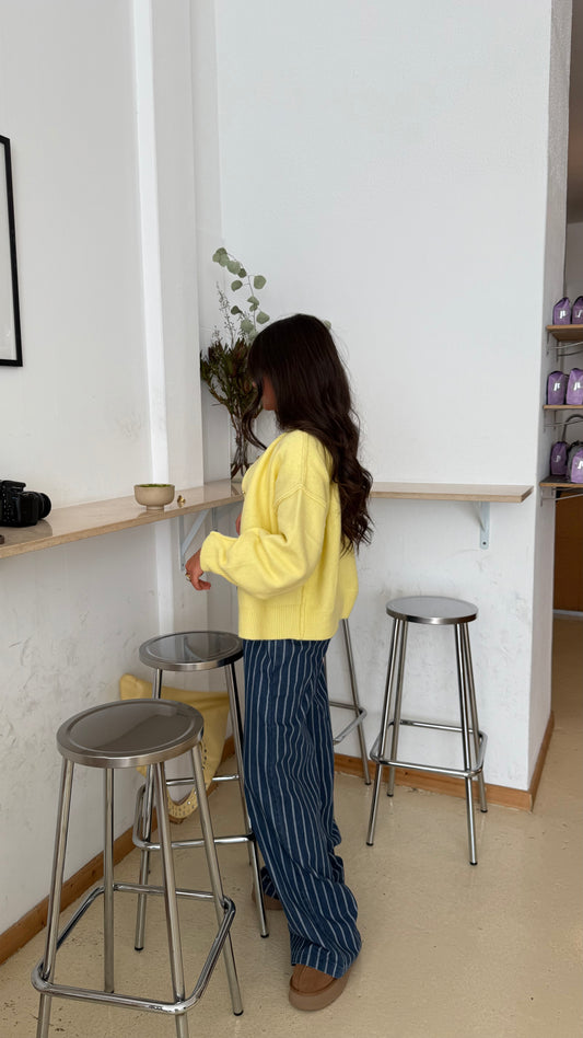 Striped Wide-Leg Jeans