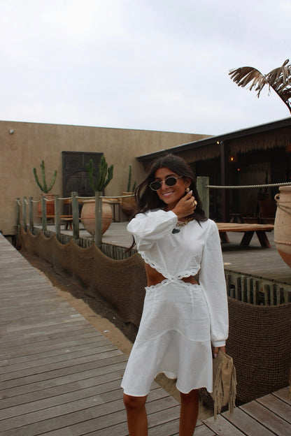 Cut Out Dress In White