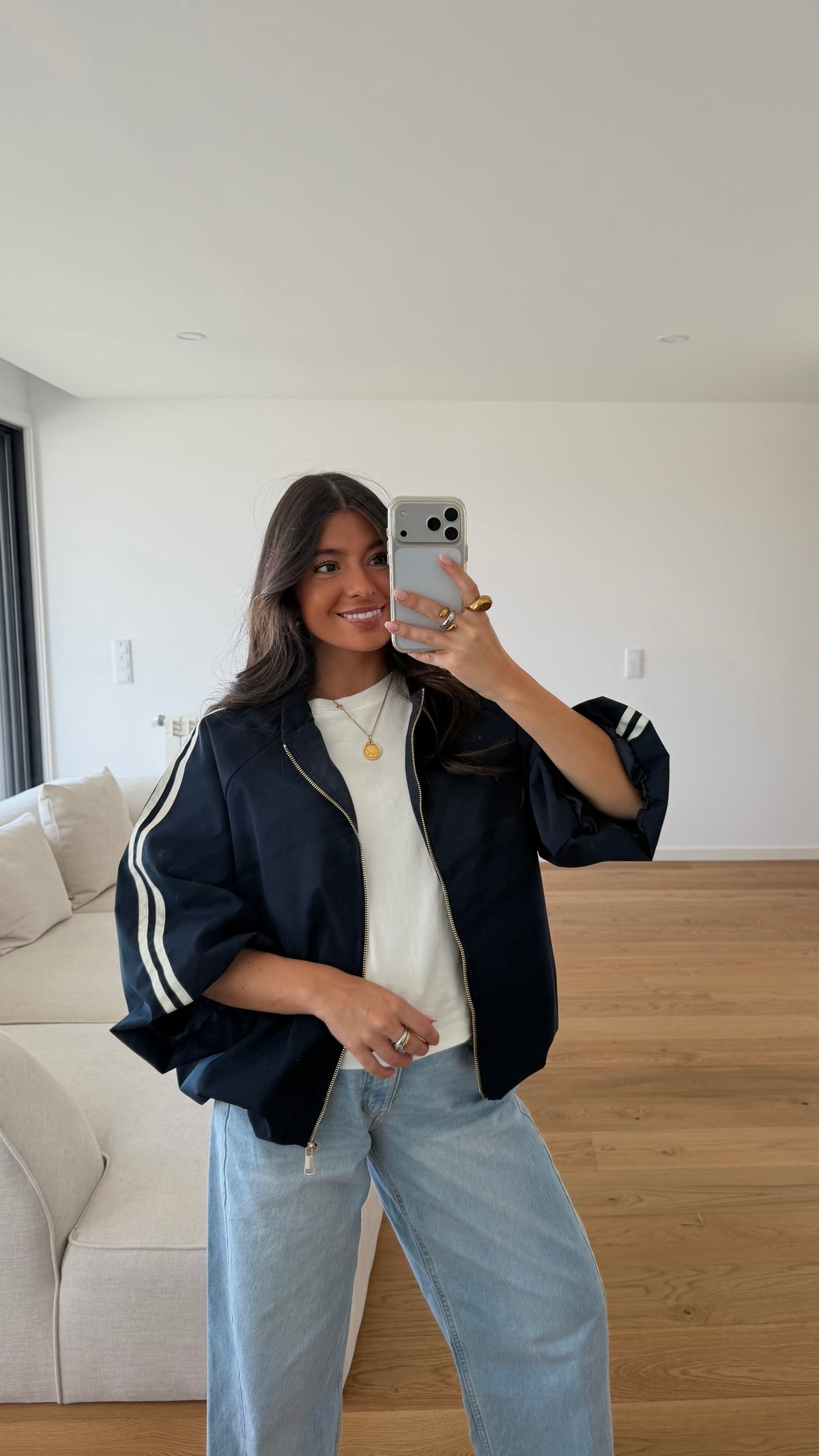 Navy Trench Bomber Jacket