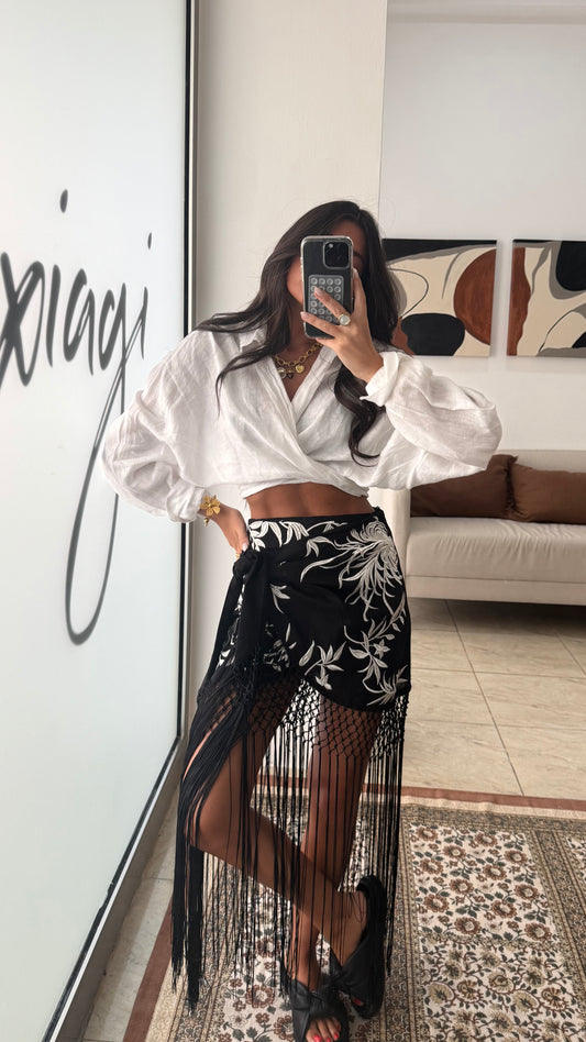 Fringed Skirt in Black