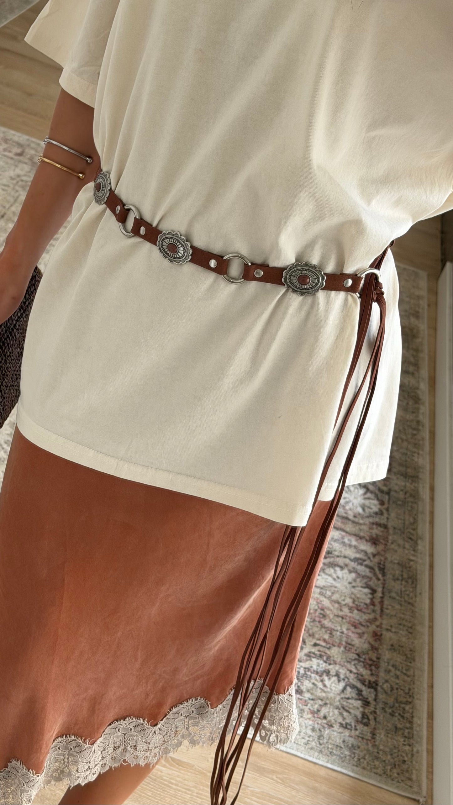 Western Concho Leather Belt