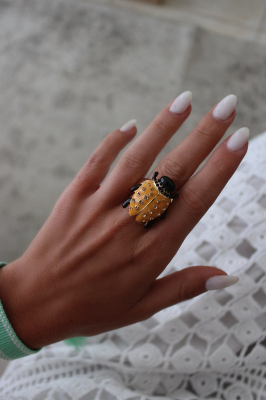 Orange Ladybug Ring