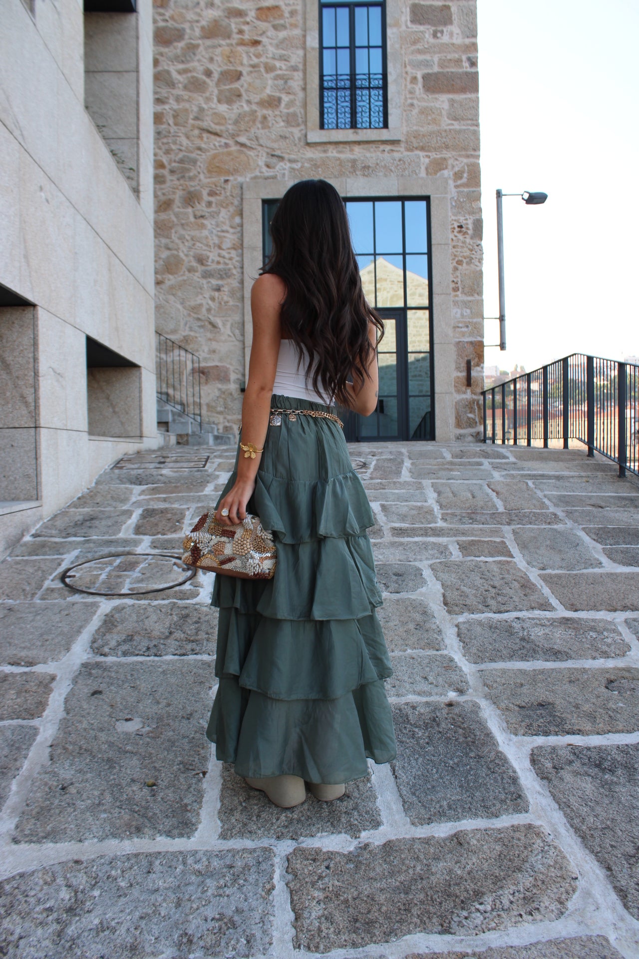 Sage Green Layered Skirt