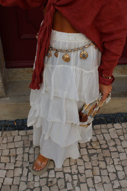 Pearl White Layered Skirt