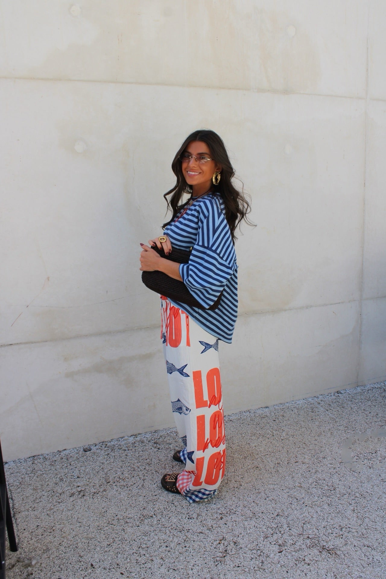Sardine Print Flowy Pants