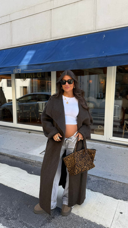 Chocolate Brown Long Wool Coat