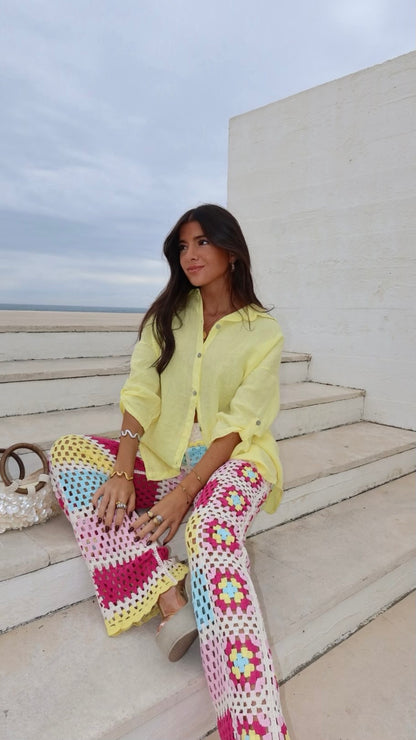 Rainbow Crochet Flared Trousers
