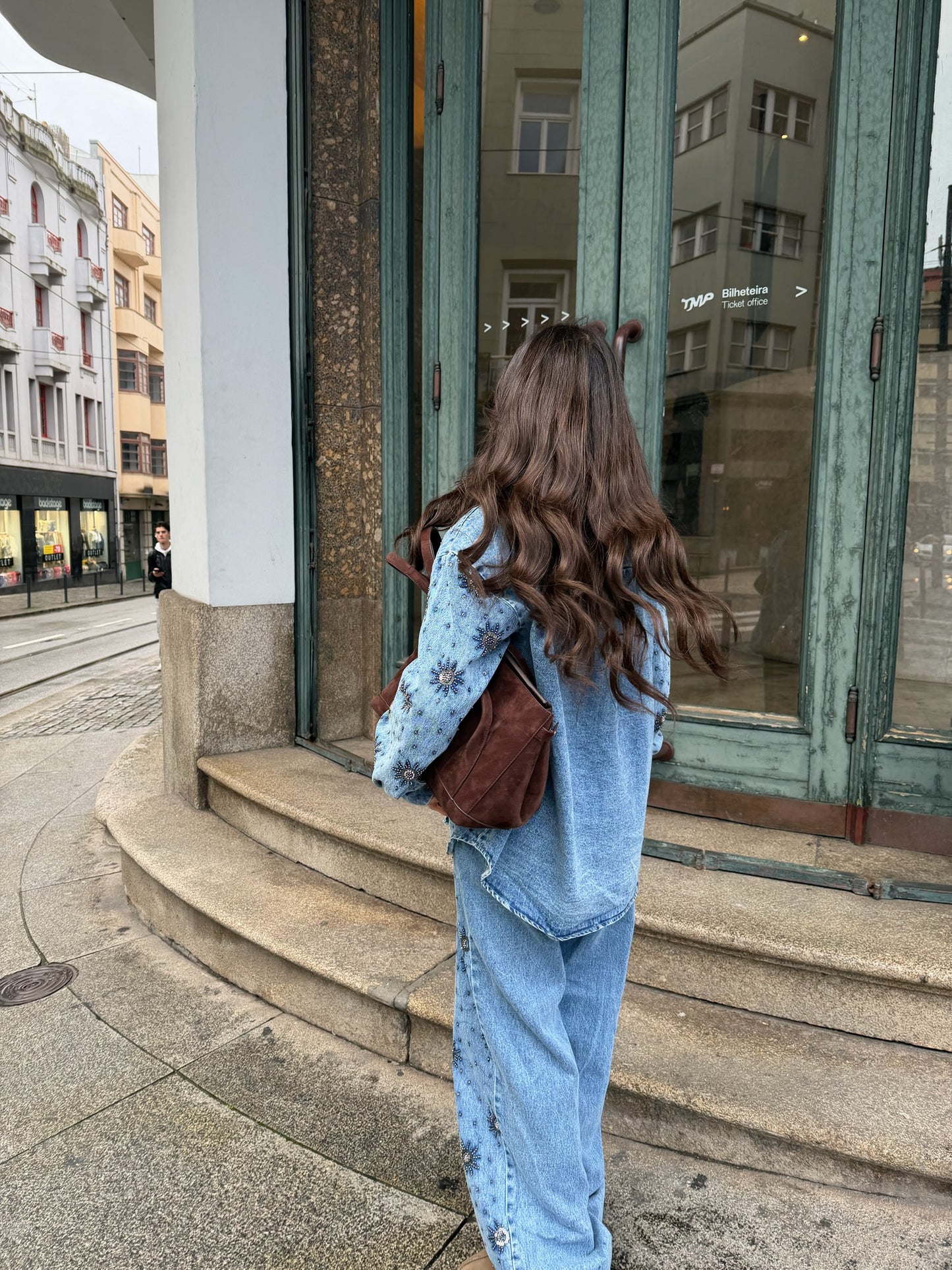 Denim Co-Ord with All-Over Embroidery